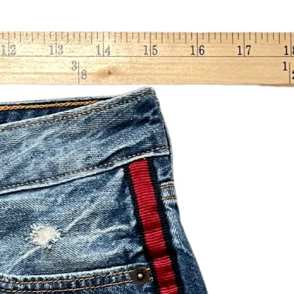 Abercrombie & Fitch Zoe Denim Jean
Shorts High Waisted Distressed Red Stripe 6 - Picture 7 of 13